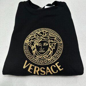 Versace Logo Embroidered ADULT Unisex Crewneck Sweatshirt GOLD Font